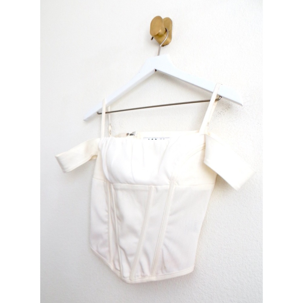 I.AM.GIA Bridget Corset Top Off the Shoulder Straps Cream Ivory SZ XS - Picture 9 of 13
